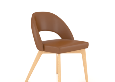 Downtown Natural Washed Side Chair with Brown Leather