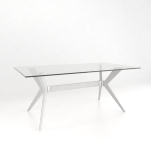 Downtown Dove White Rectangular Glass Top Table