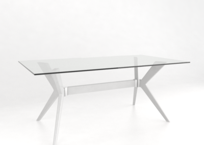 Downtown Dove White Rectangular Glass Top Table