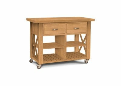 Ginger Stained Kitchen Island On Wheels