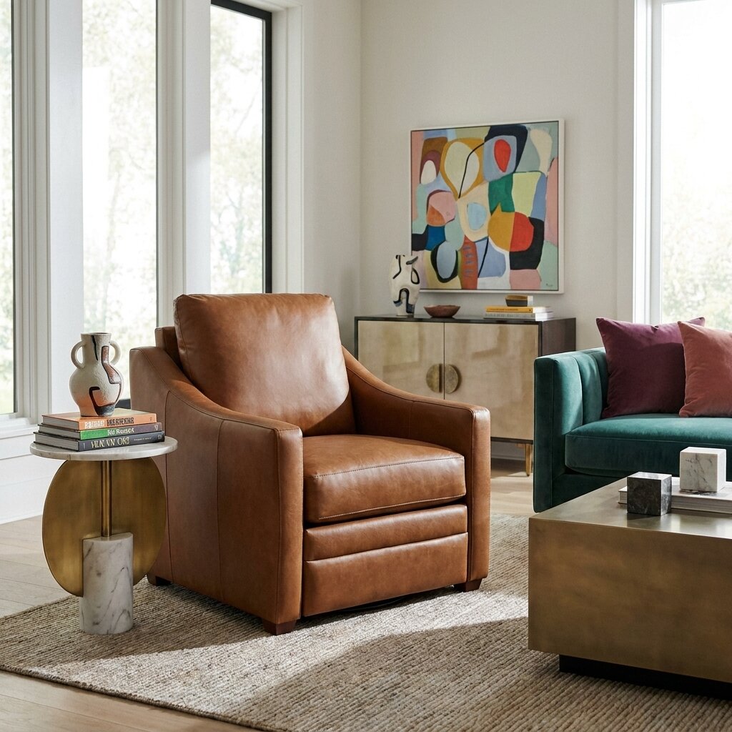 AJ18C_in_Contemporary_Living_Room_roominate AJ18C Leather Recliner - Image 1