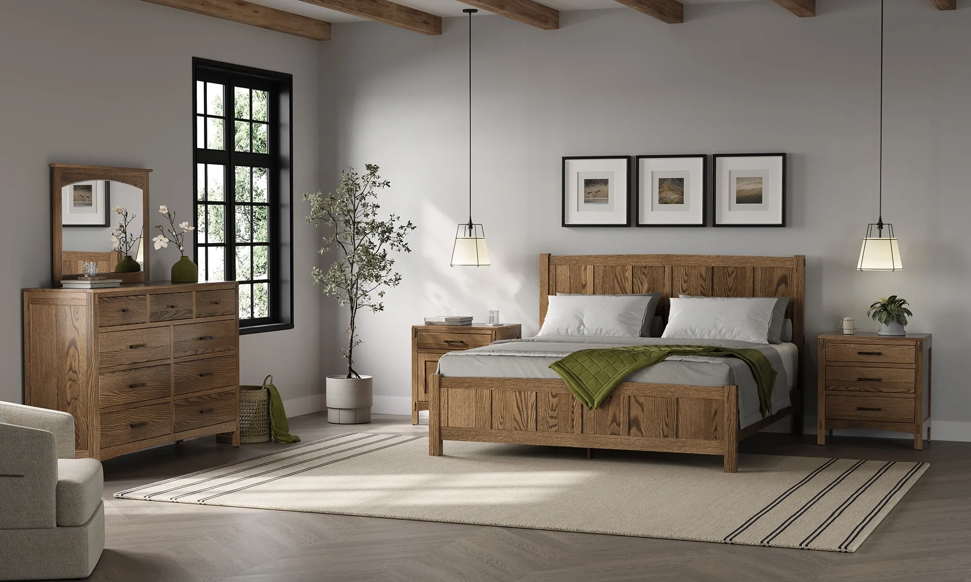 American Craftsman Panel Bed by Mavin Furniture