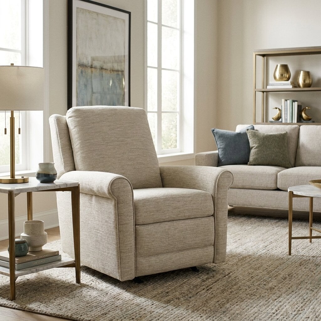 SM112C_in_Transitional_Living_Room_roominate SM112C Smith Brothers 754 Swivel Glider Reclining Chair - Image 1