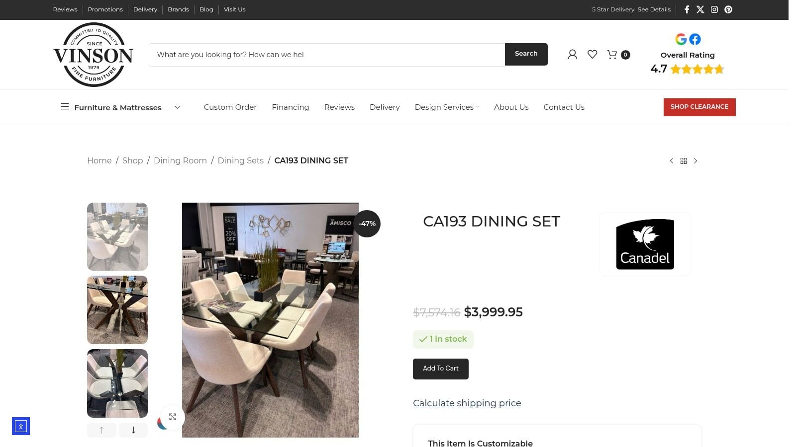 Screenshot from https://vinsonfinefurniture.com/product-category/dining-room/dining-sets/