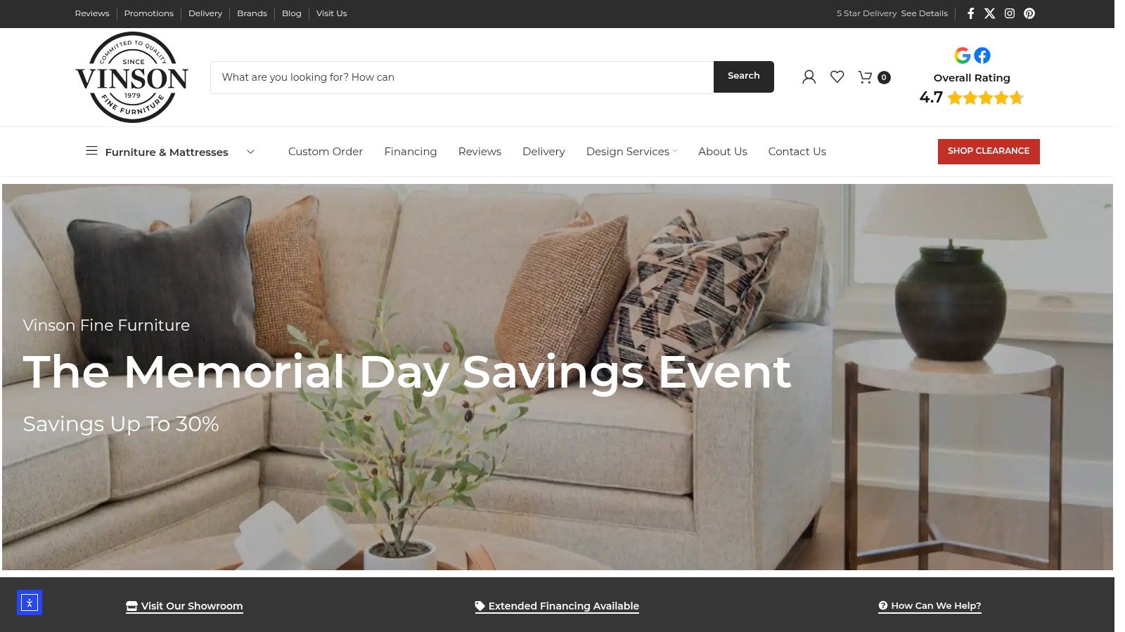 Screenshot from https://vinsonfinefurniture.com