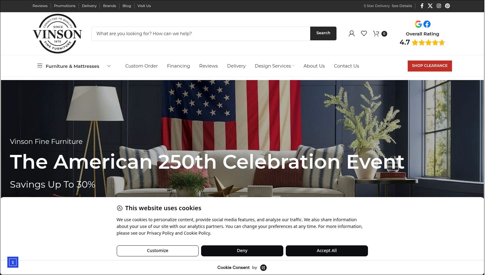 Screenshot from https://vinsonfinefurniture.com