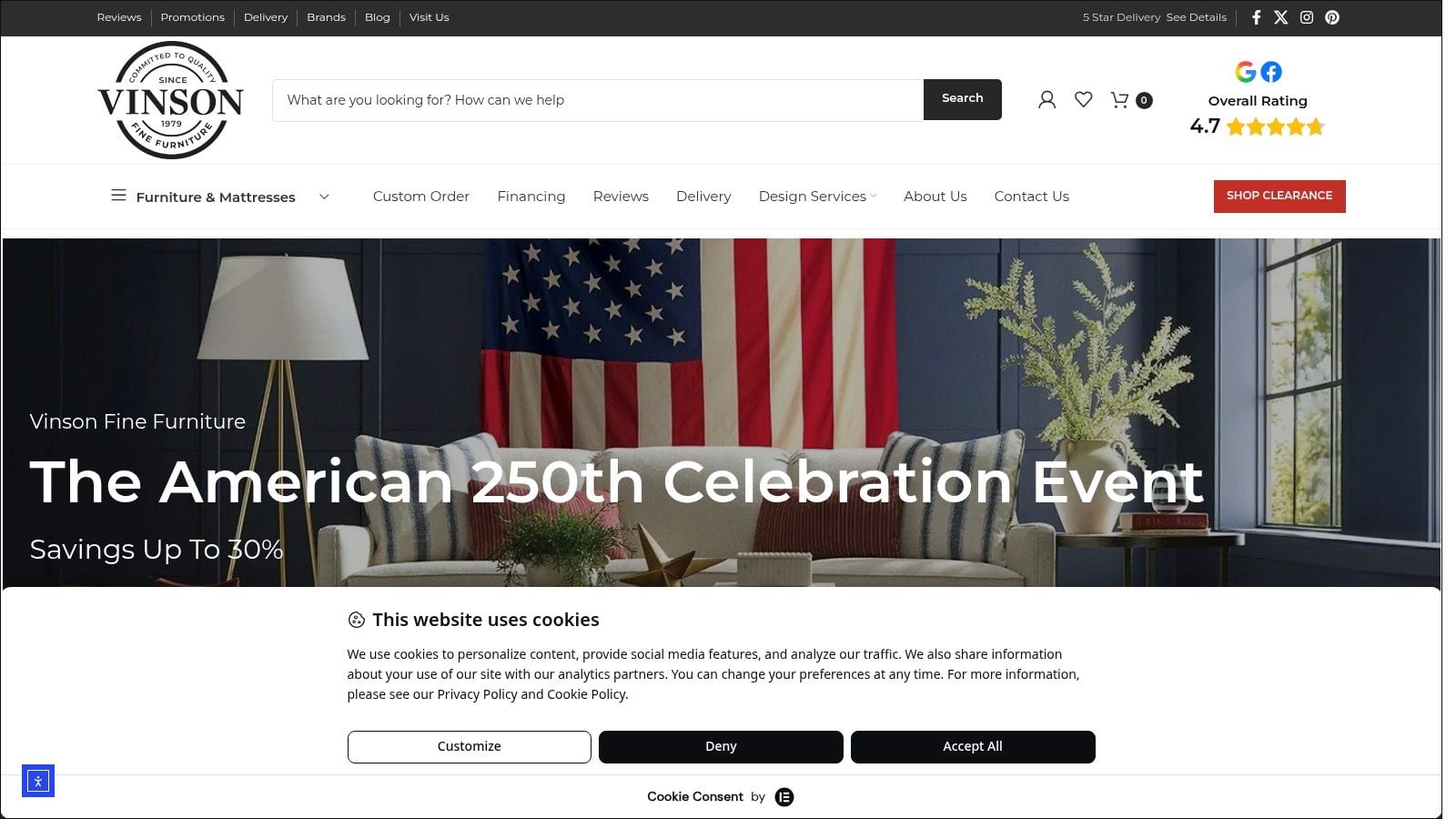 Screenshot from https://vinsonfinefurniture.com