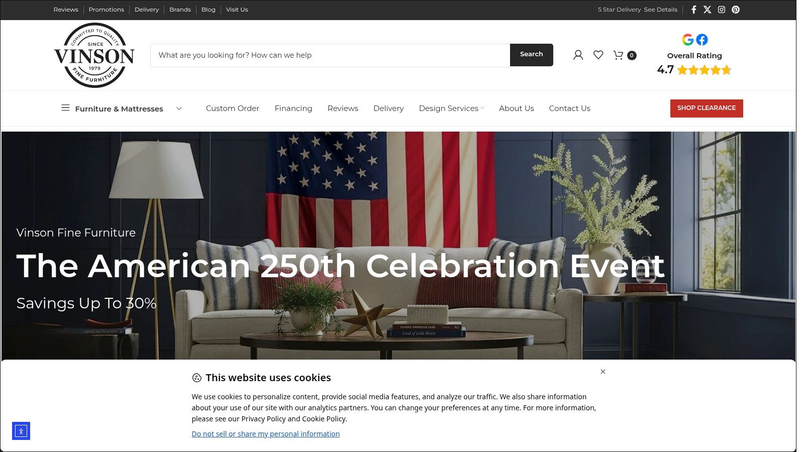 Screenshot from https://vinsonfinefurniture.com