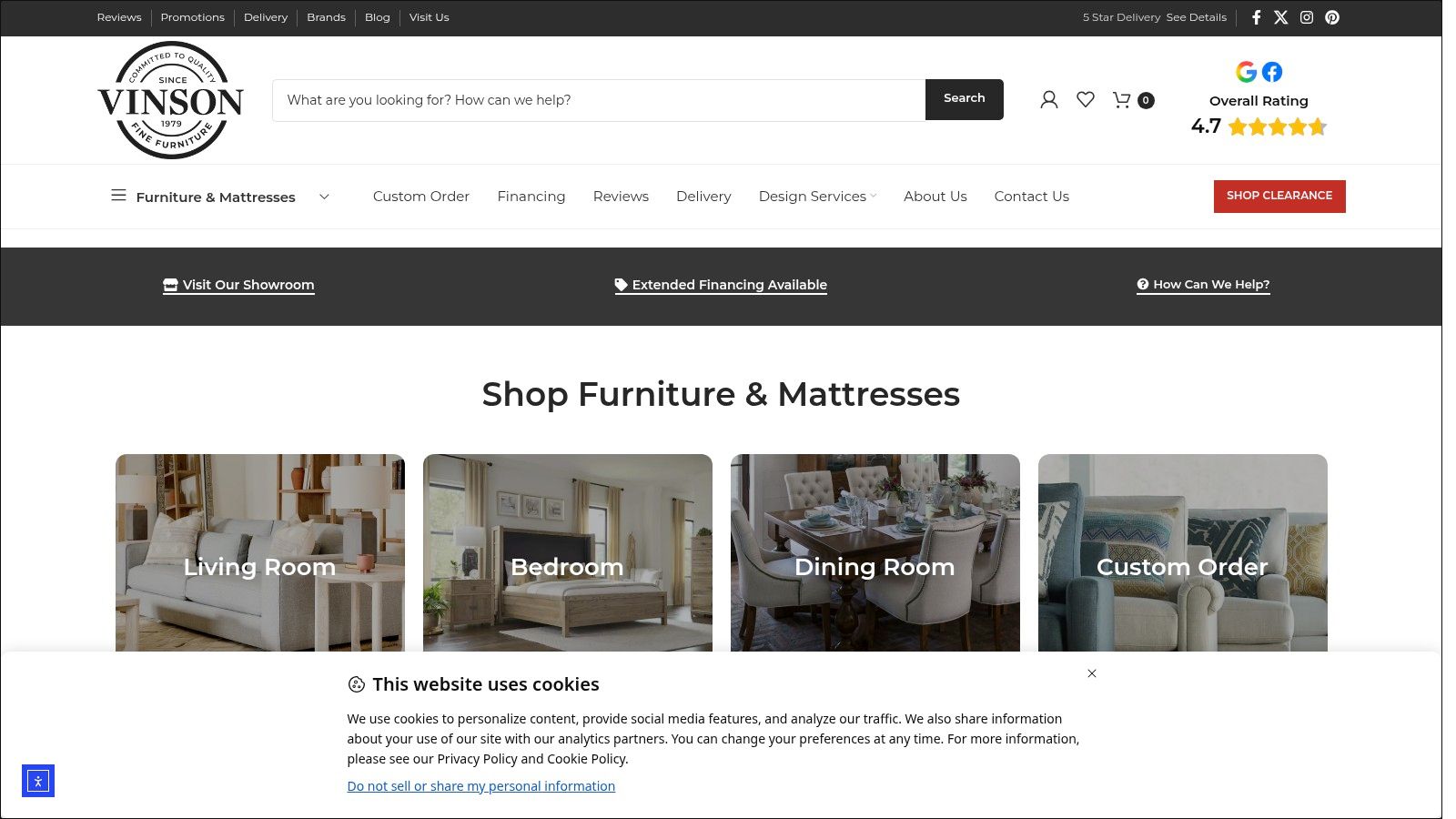 Screenshot from https://vinsonfinefurniture.com